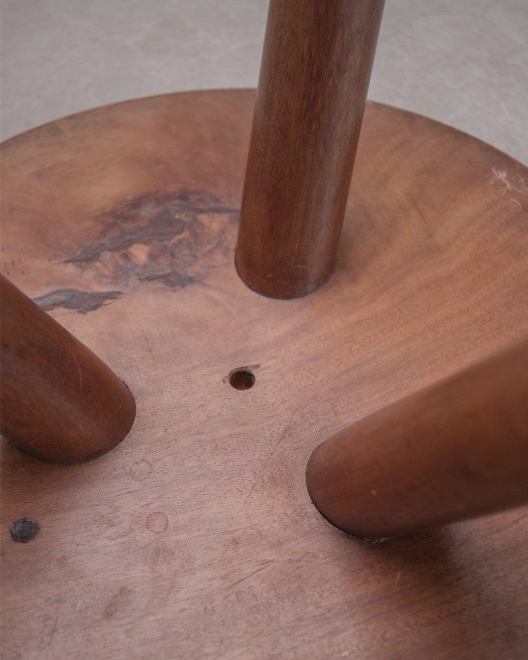 Charlotte Perriand, Vintage Berger Stool, circa 1950s, Mahogany For Sale 3