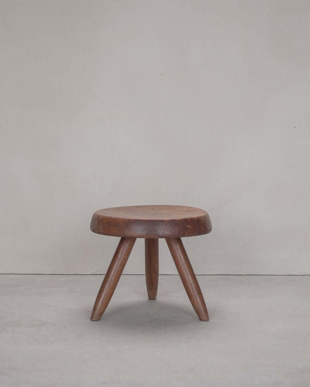 Mid-Century Modern Charlotte Perriand, Vintage Berger Stool, circa 1950s, Mahogany For Sale