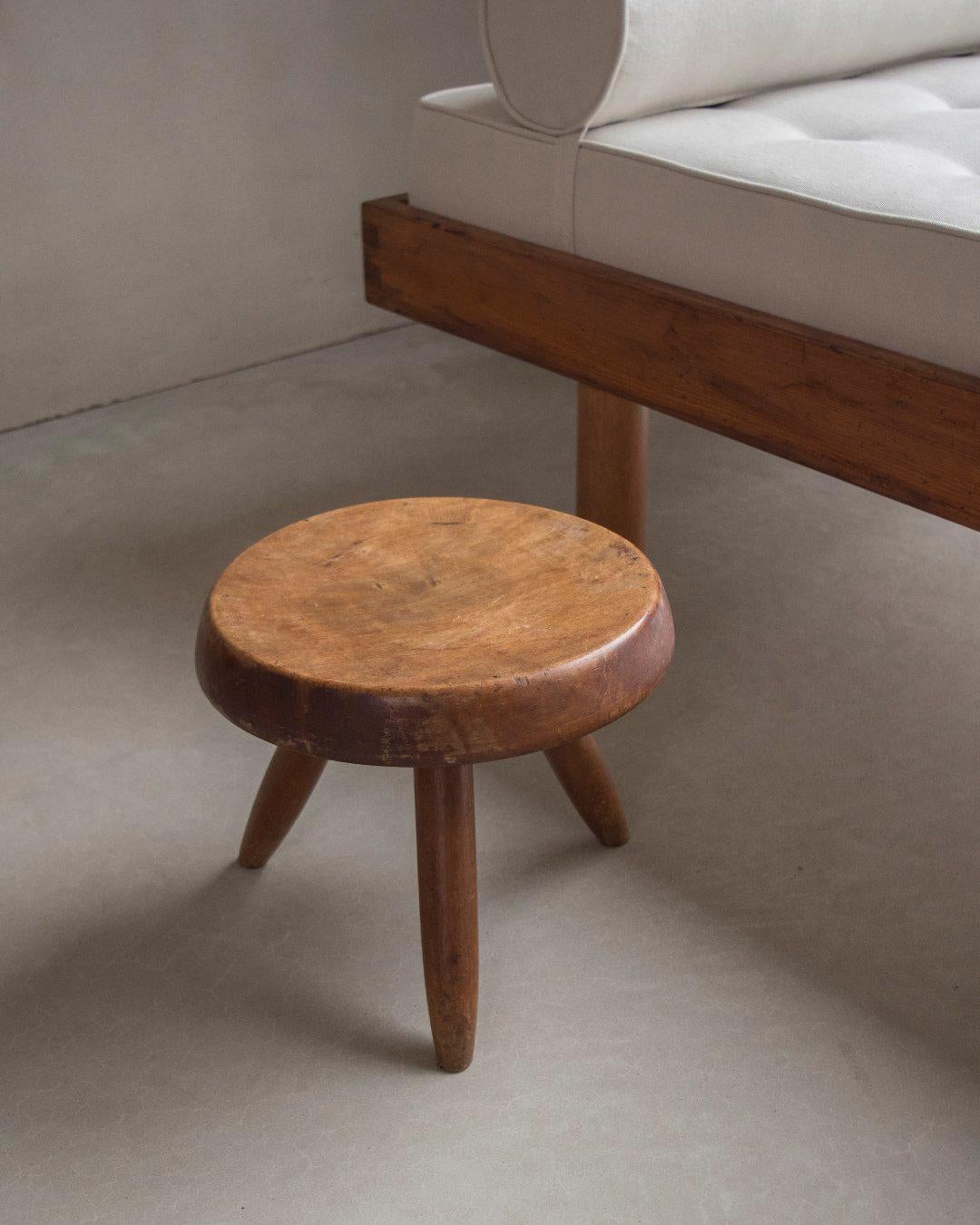 Turned Charlotte Perriand, Vintage Berger Stool, circa 1950s, Mahogany For Sale