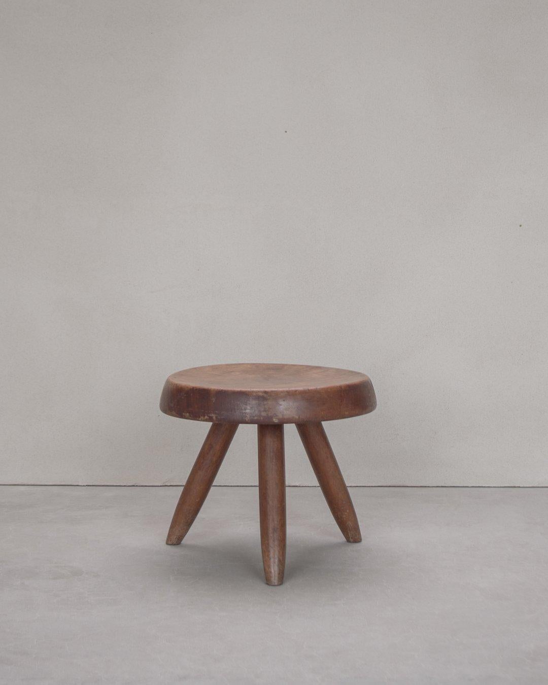 Charlotte Perriand, Vintage Berger Stool, circa 1950s, Mahogany In Good Condition For Sale In Hasselt, VLI