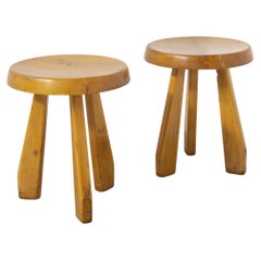 Tabourets en bois vintage Charlotte Perriand