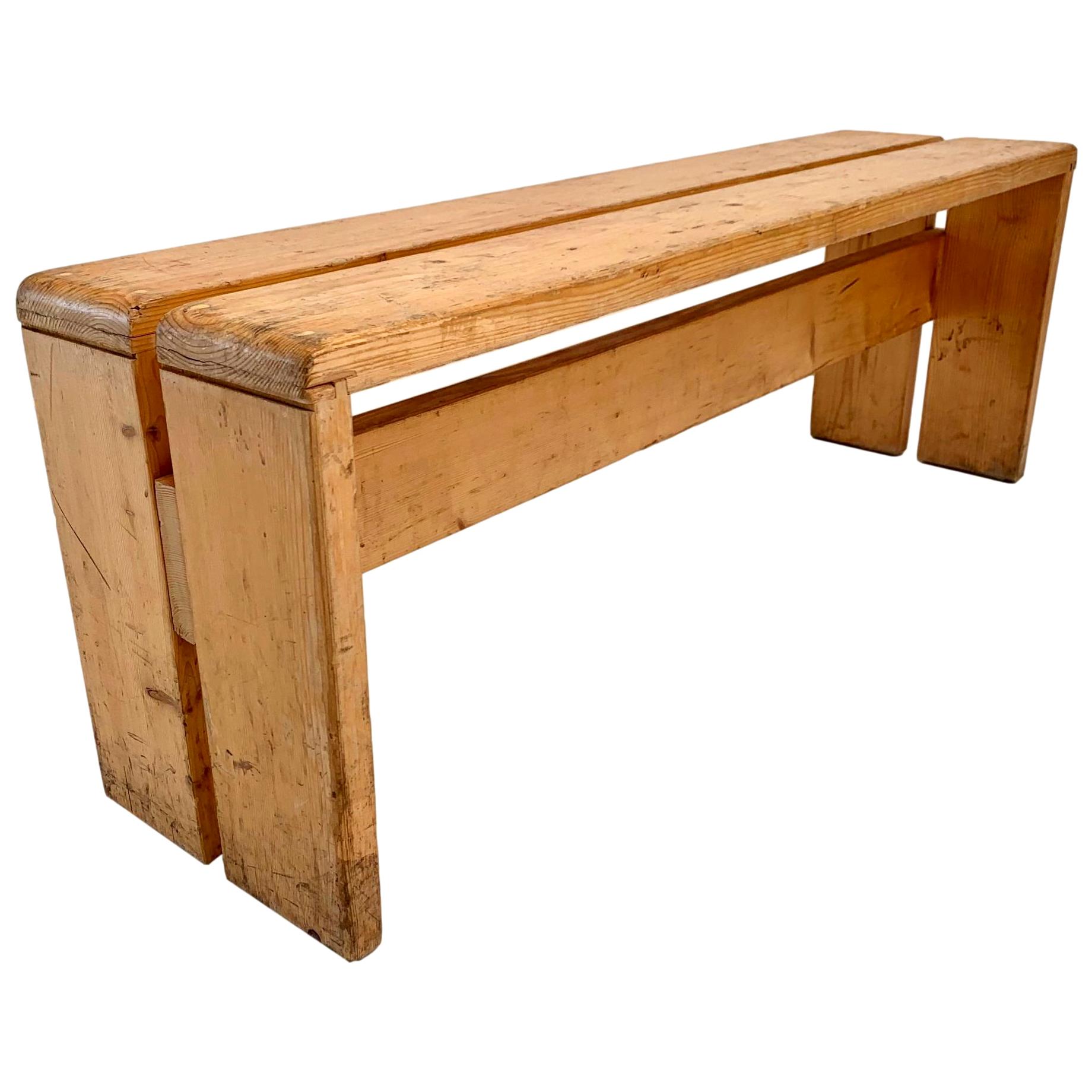 Charlotte Perriand Pine Bench for Les Arcs