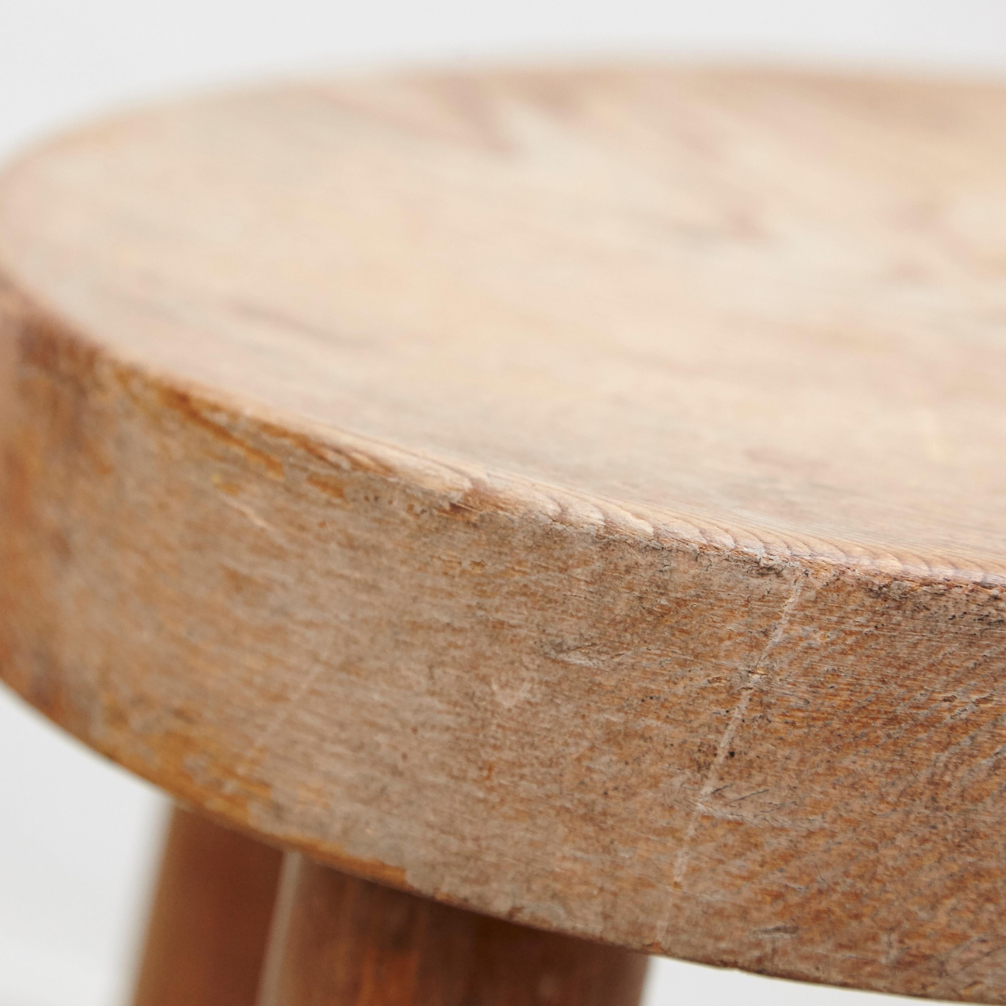 French Charlotte Perriand Wood Stool for Les Arcs, circa 1960