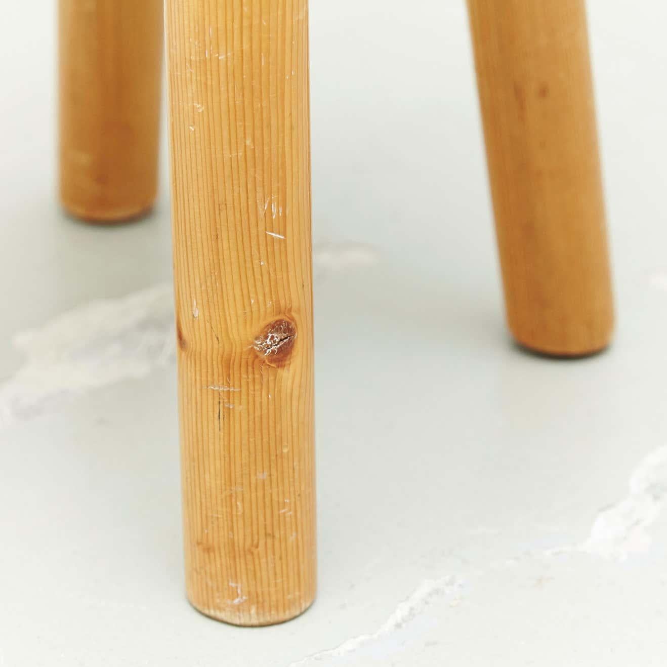 Mid-20th Century Charlotte Perriand Wood Stool for Les Arcs, circa 1960 For Sale