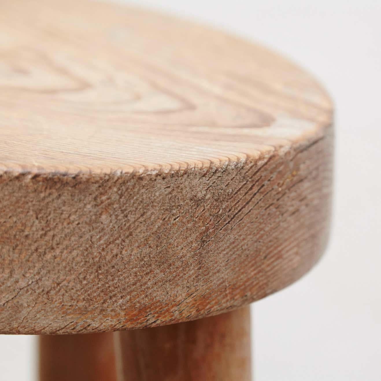 Pine Charlotte Perriand Wood Stool for Les Arcs, circa 1960 For Sale