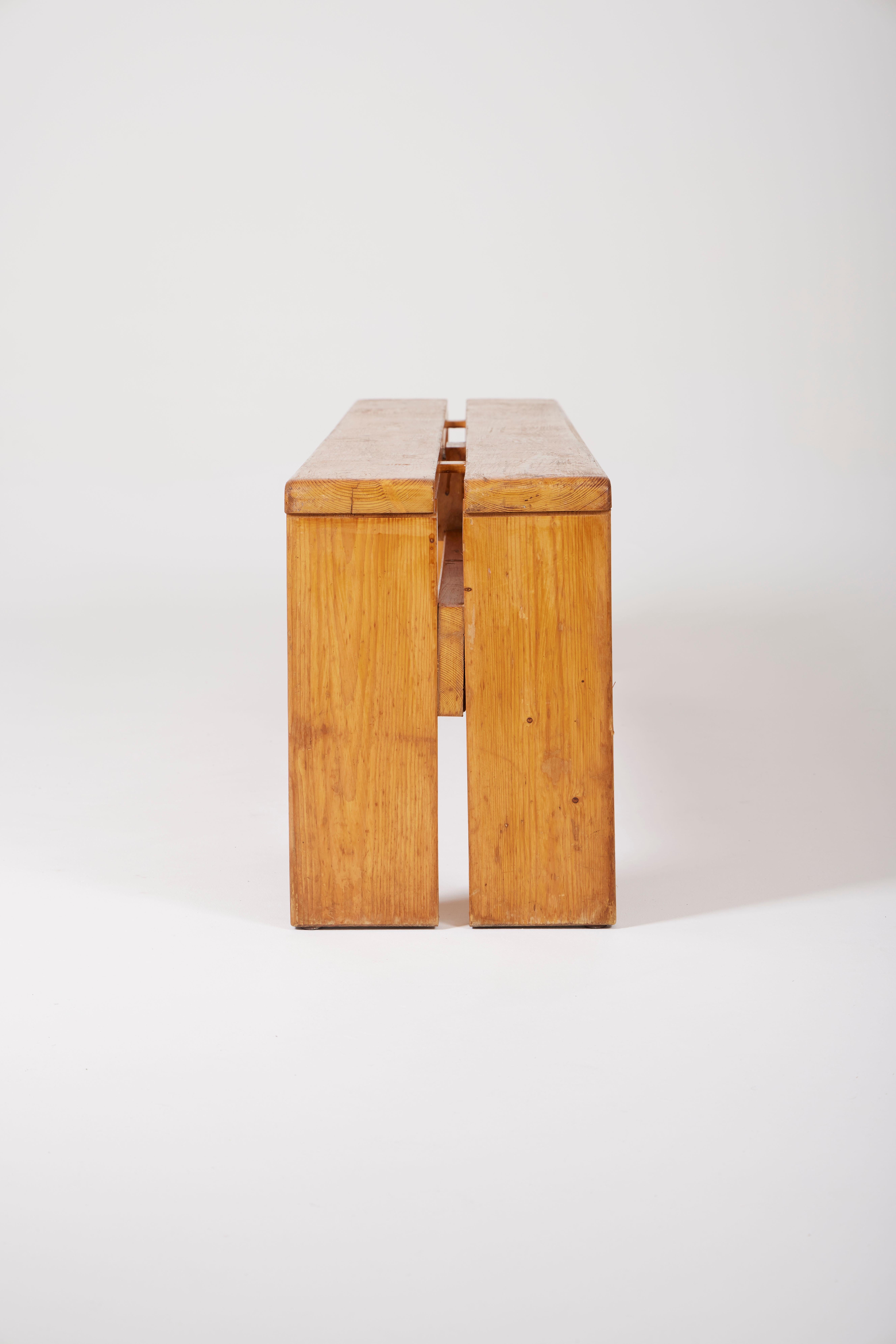 20th Century Charlotte Perriand wooden bench For Sale