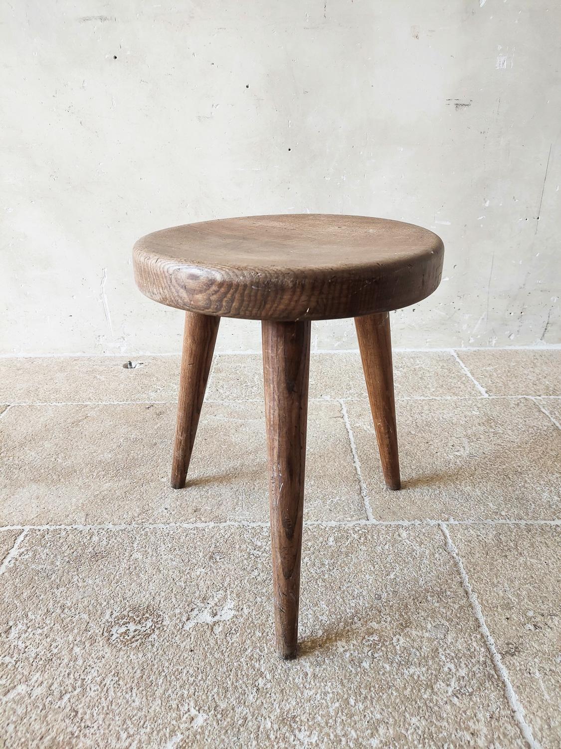 Turned Charlotte Perriand Wooden Berger Stool, circa 1950 For Sale