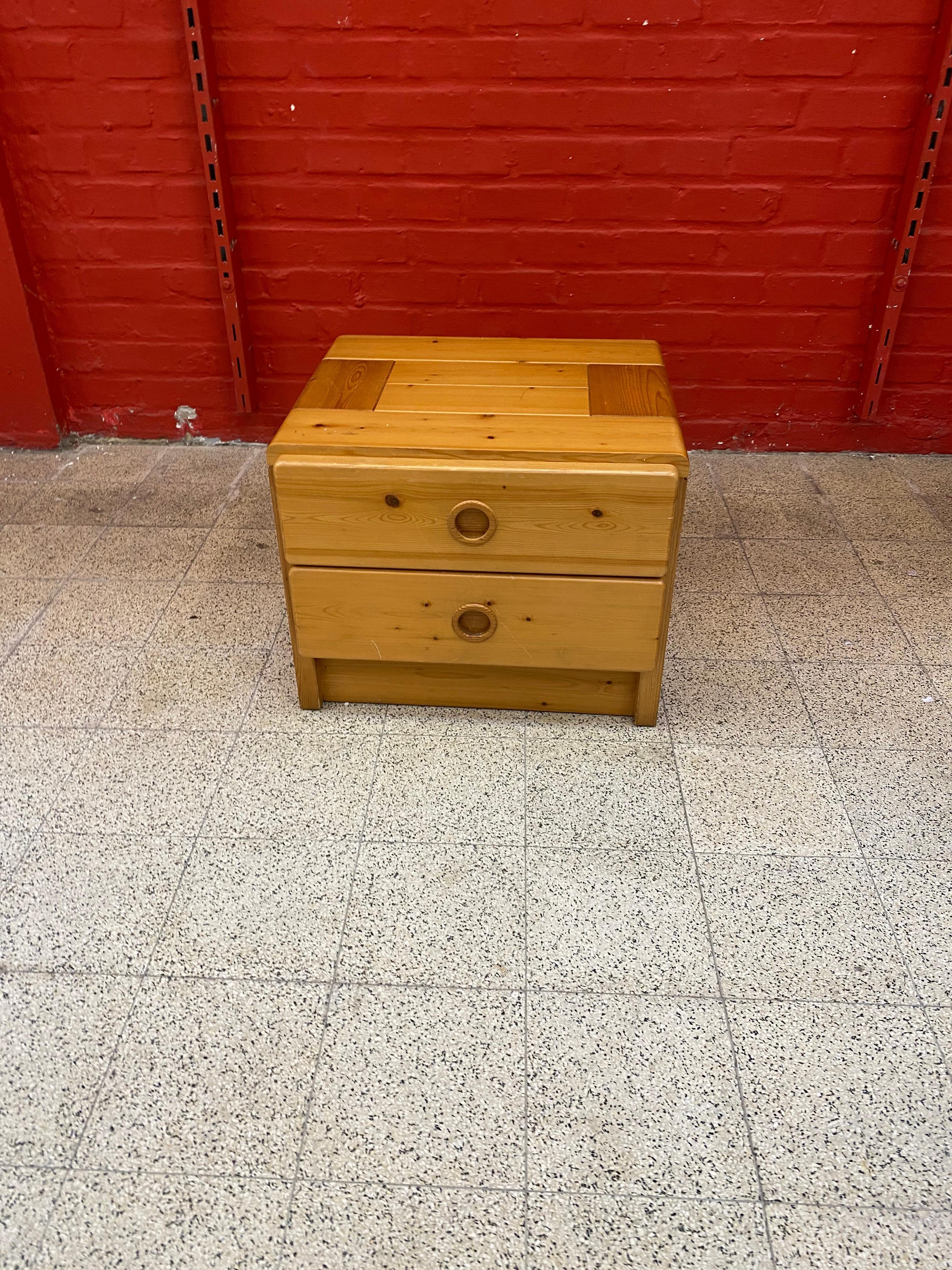 Mid-Century Modern Charlotte Perriand, a Bedside Table in Solid Pine, Les Arcs, circa 1960 For Sale