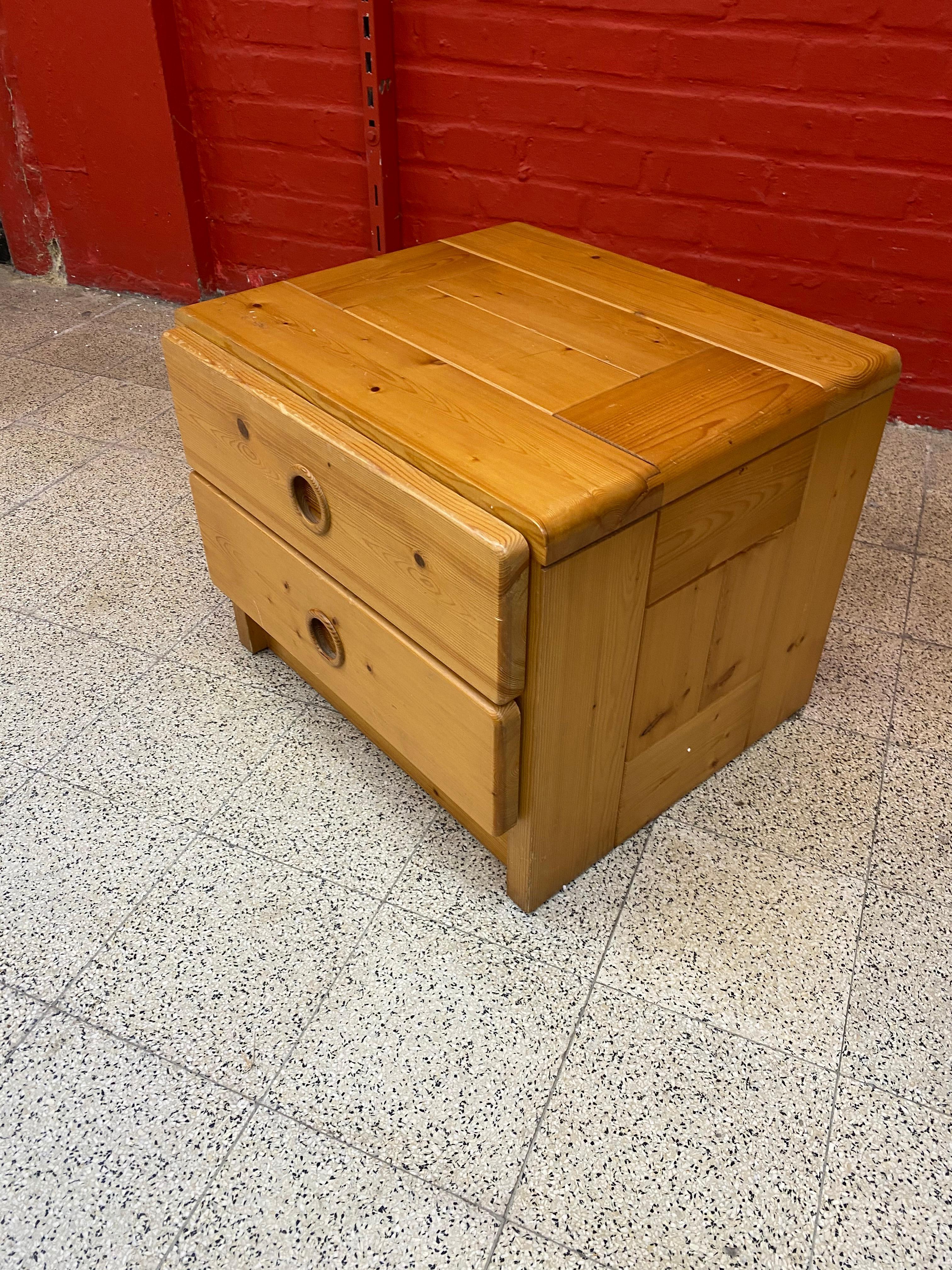 Charlotte Perriand, a Bedside Table in Solid Pine, Les Arcs, circa 1960 For Sale 1
