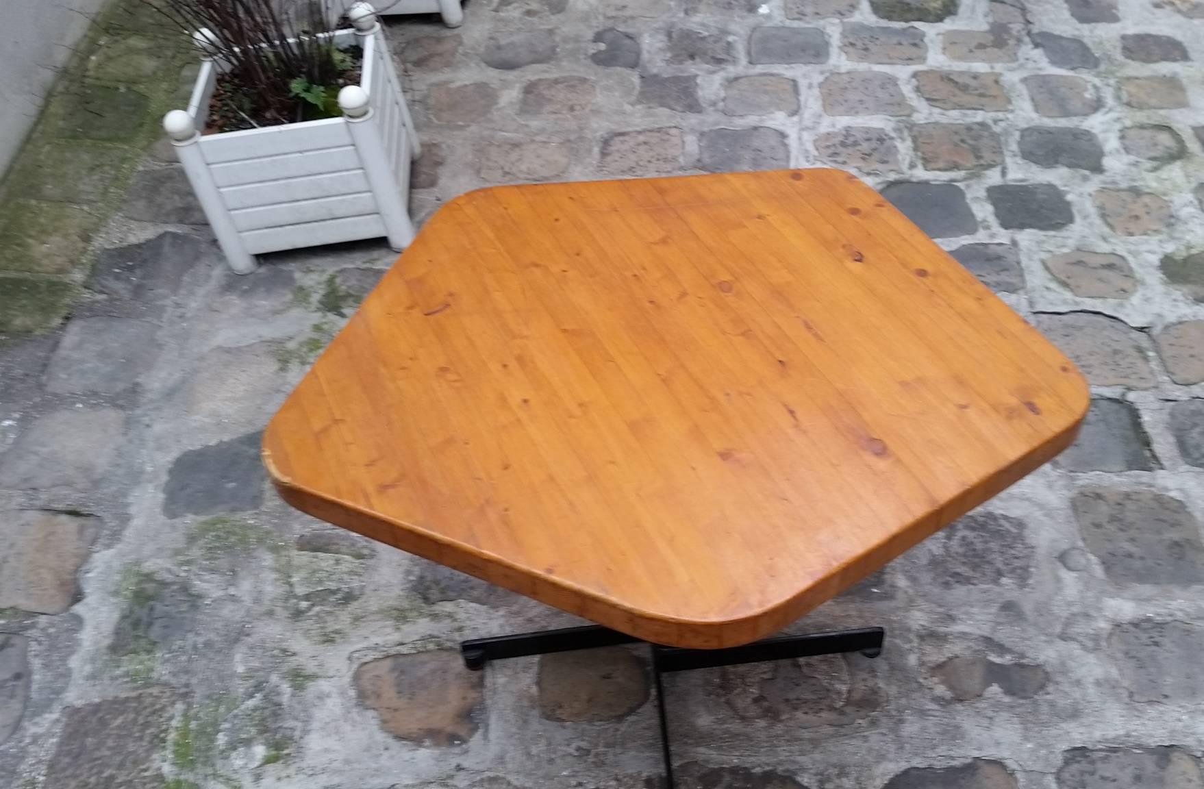 French Charlotte Perriand's Pentagonal Table, Les Arcs, circa 1970