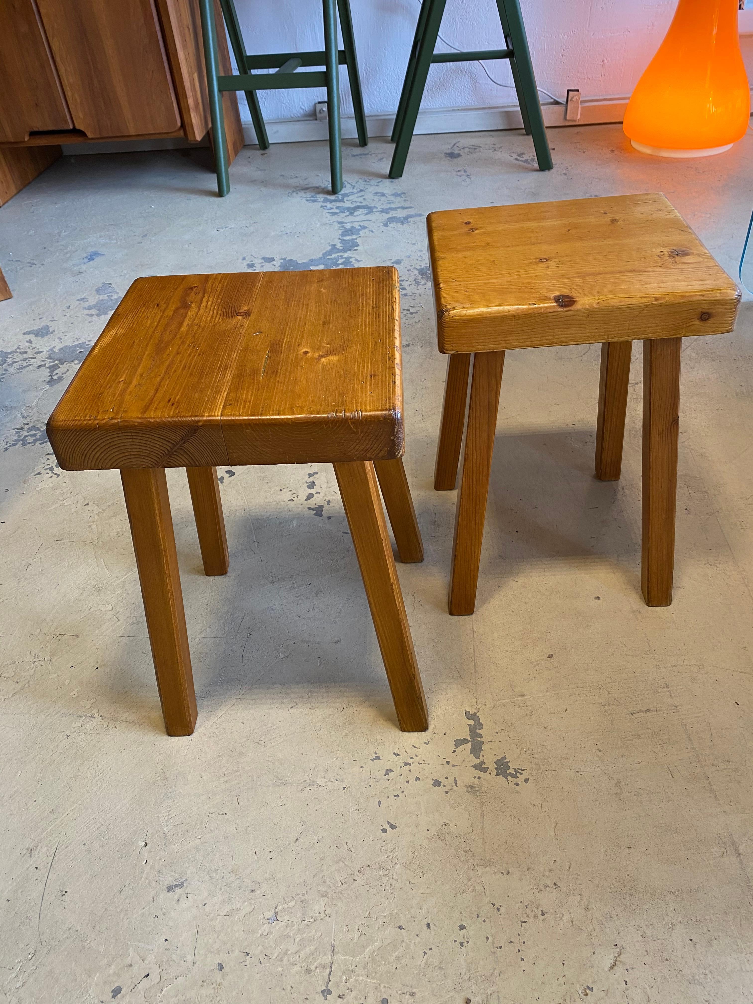 Wood Charlotte Perriand's Square Stools