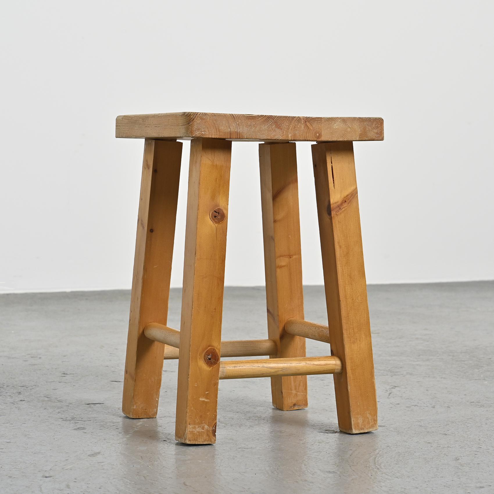 Mid-Century Modern Charlotte Perriand's Stool from La Pierra Menta Residence, 1979 en vente