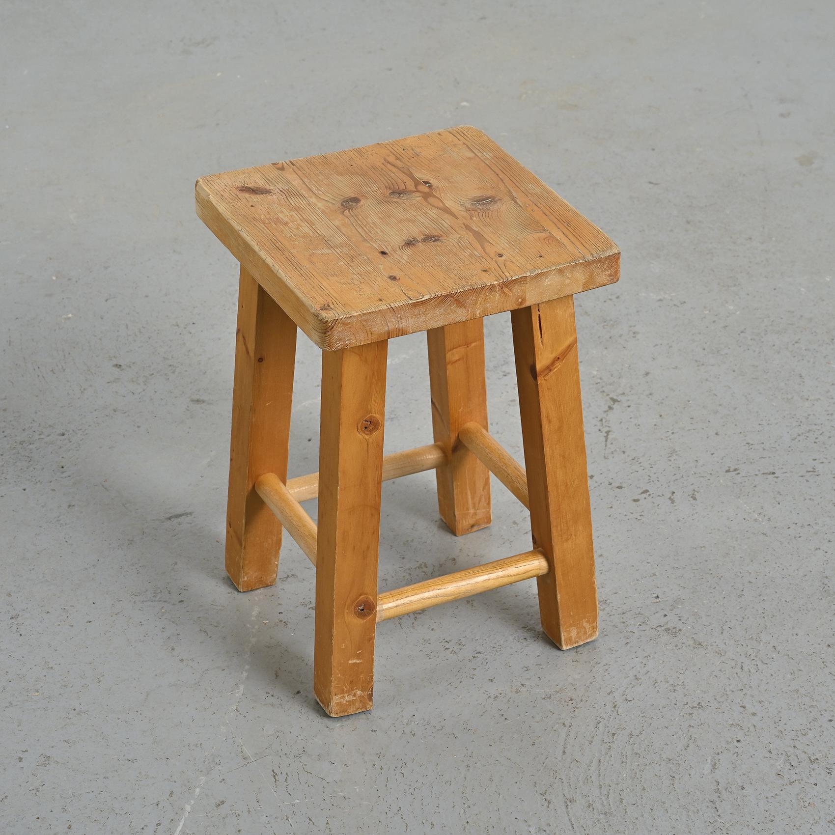 Français Charlotte Perriand's Stool from La Pierra Menta Residence, 1979 en vente