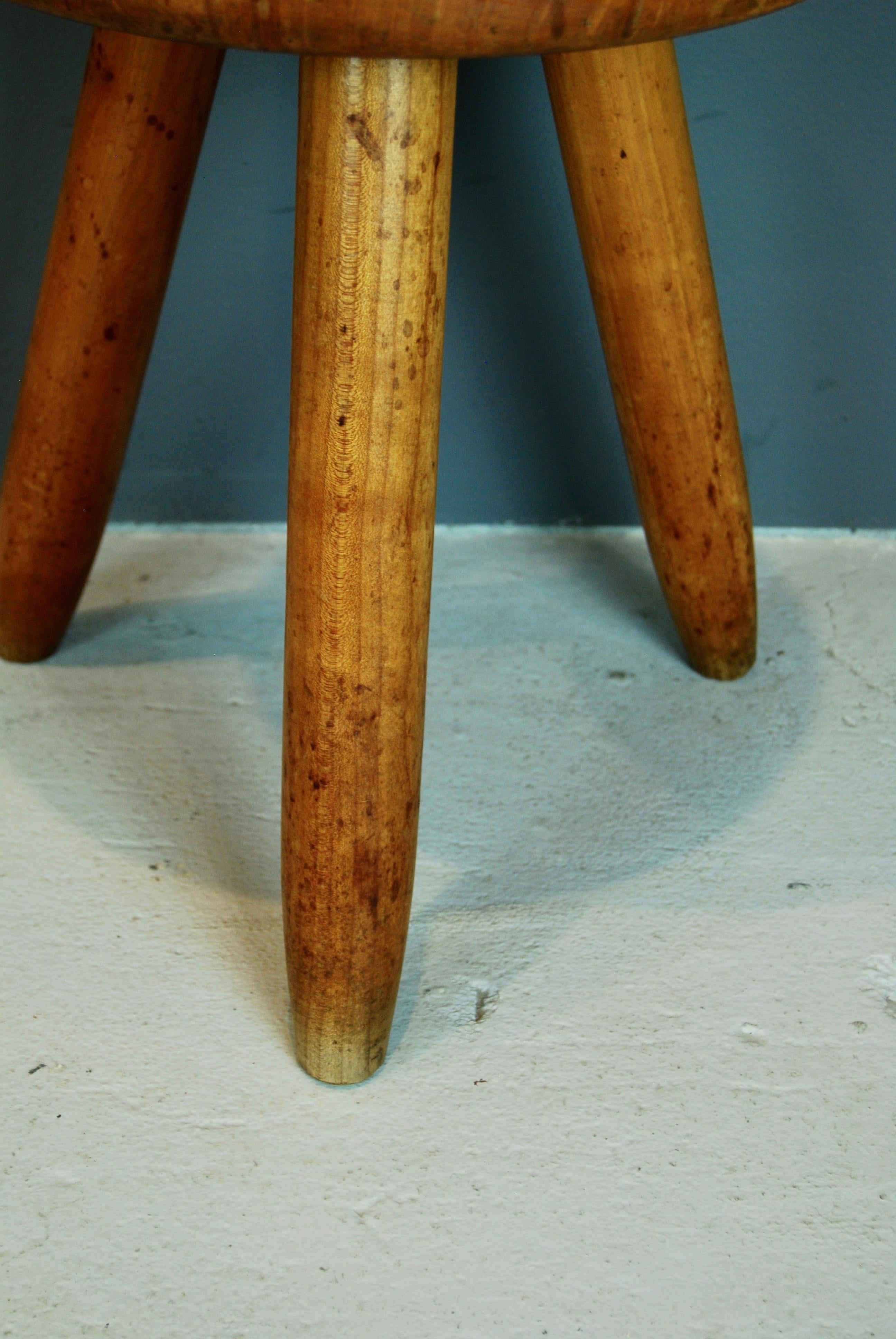 Charlotte Perriand, Solid Elm Stool, 1953 In Good Condition In New York, NY