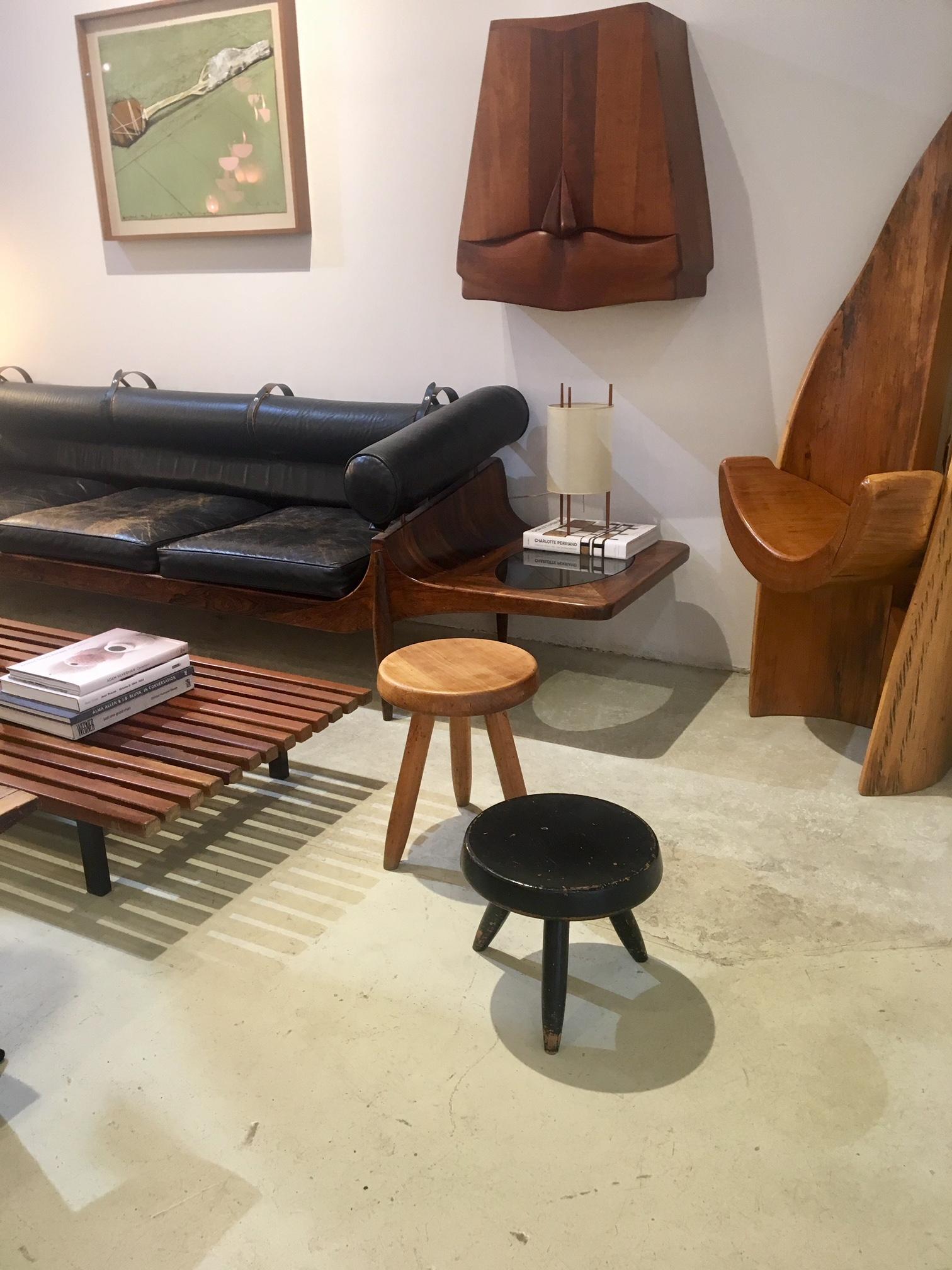 Mid-20th Century Charlotte Perriand, Solid Elm Stool, 1953