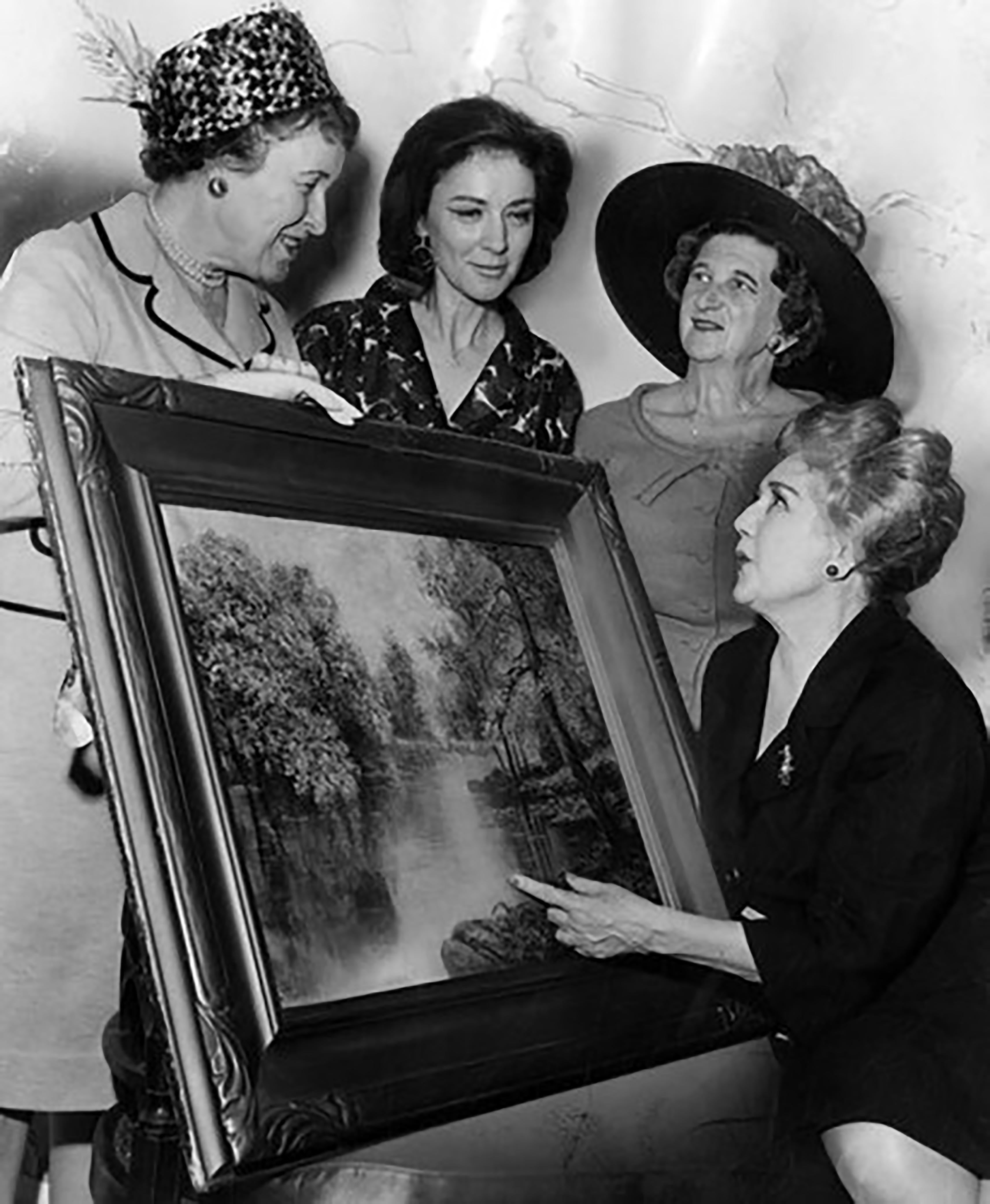 Early 20th Century Flowering Palm Springs in Bloom, Superbloom Desert Landscape  - Black Landscape Painting by Charlotte Pickford