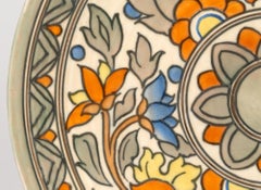 Cargador de cerámica Charlotte Rhead Art Decó Corona Ducal Floral Tubelínea