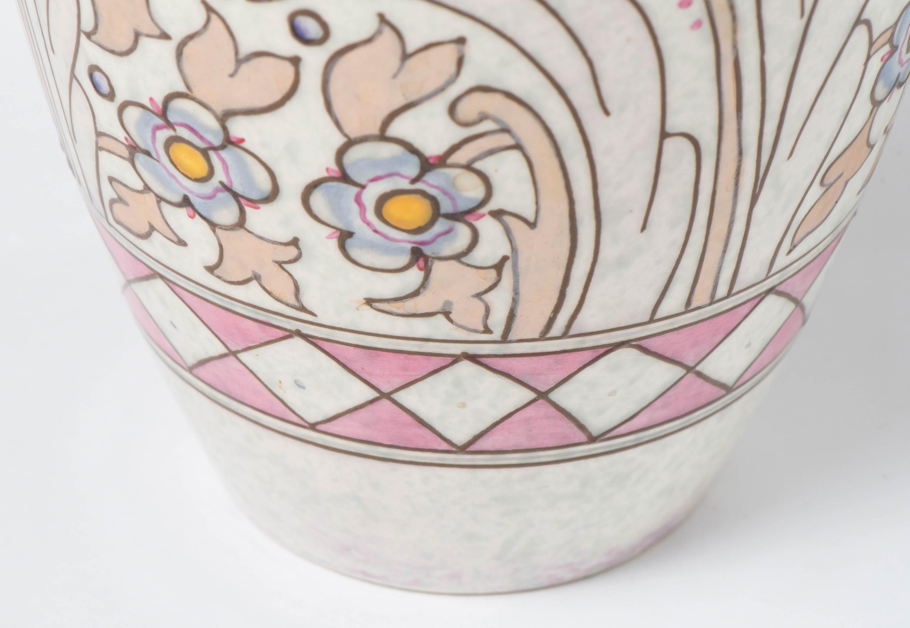 Charlotte Rhead Pottery Vase with Flowers, England, circa 1920 im Angebot 1