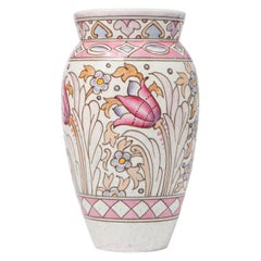 Charlotte Rhead Pottery Vase with Flowers, England, circa 1920