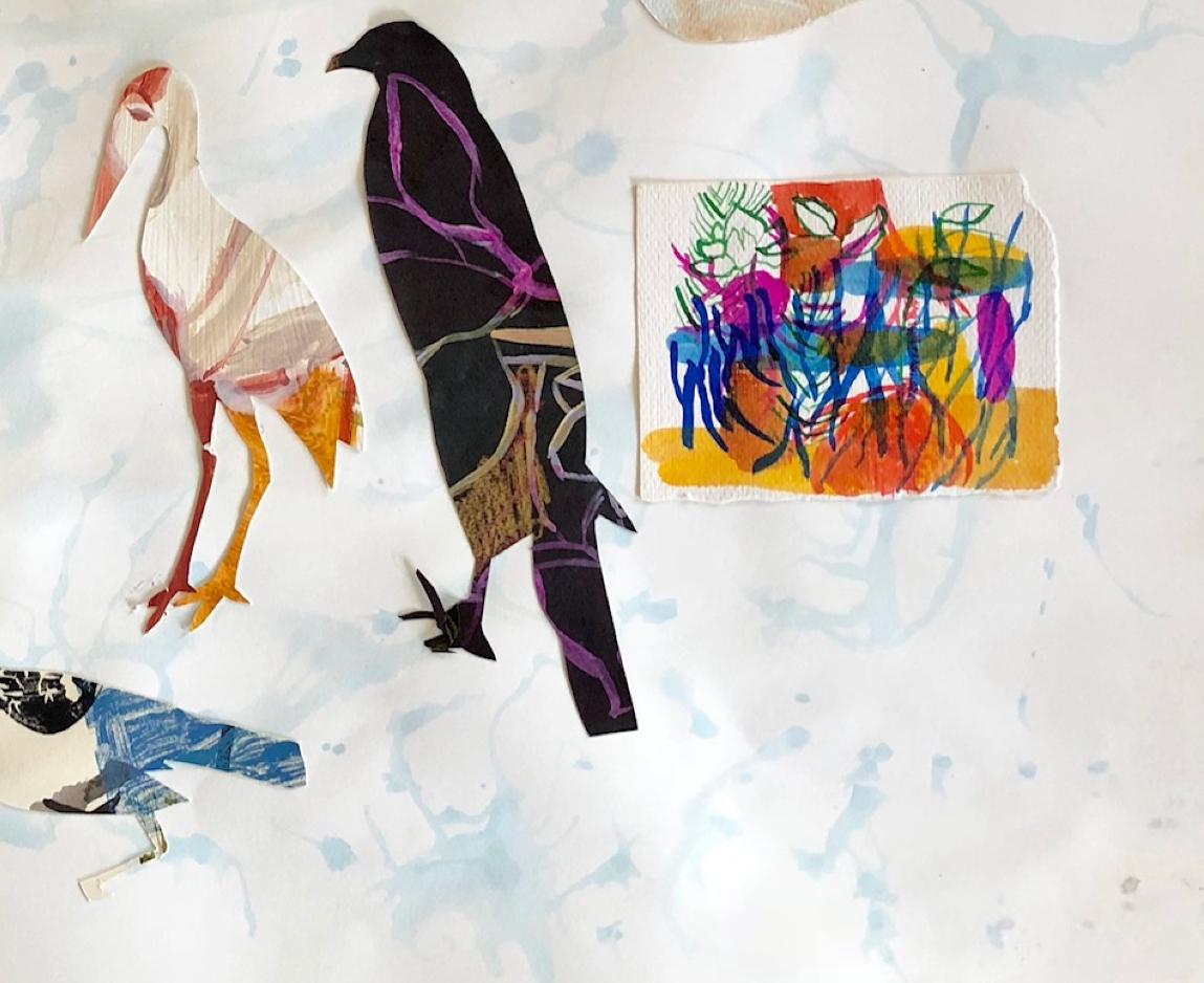 Familienfamilie , Texas  Künstler, Collage im Stil des Abstrakten  Figurative Kunst, 22 x 30 Zoll (Abstrakter Expressionismus), Mixed Media Art, von Charlotte Seifert