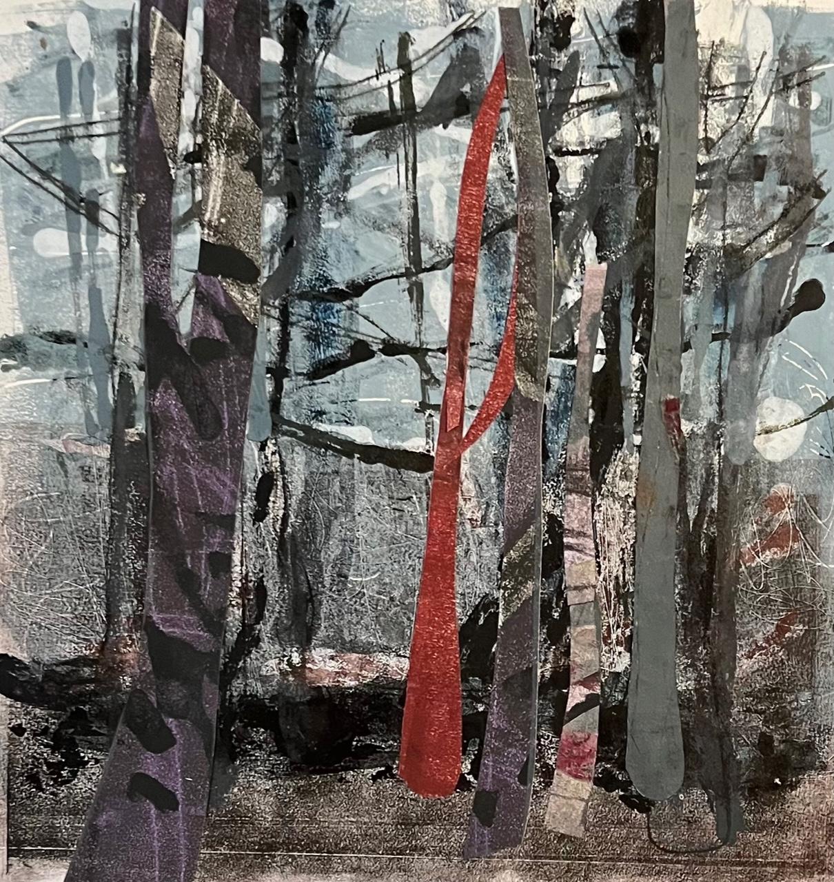 Brazos River (Texas)  Monotype and Collage Printed on  River BFK Paper  - Mixed Media Art by Charlotte Seifert