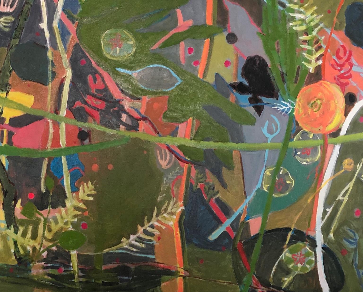  Expressionnisme abstrait de Glen Rose,  Huile sur toile, Artistics TX  Couleurs florales - Painting de Charlotte Seifert