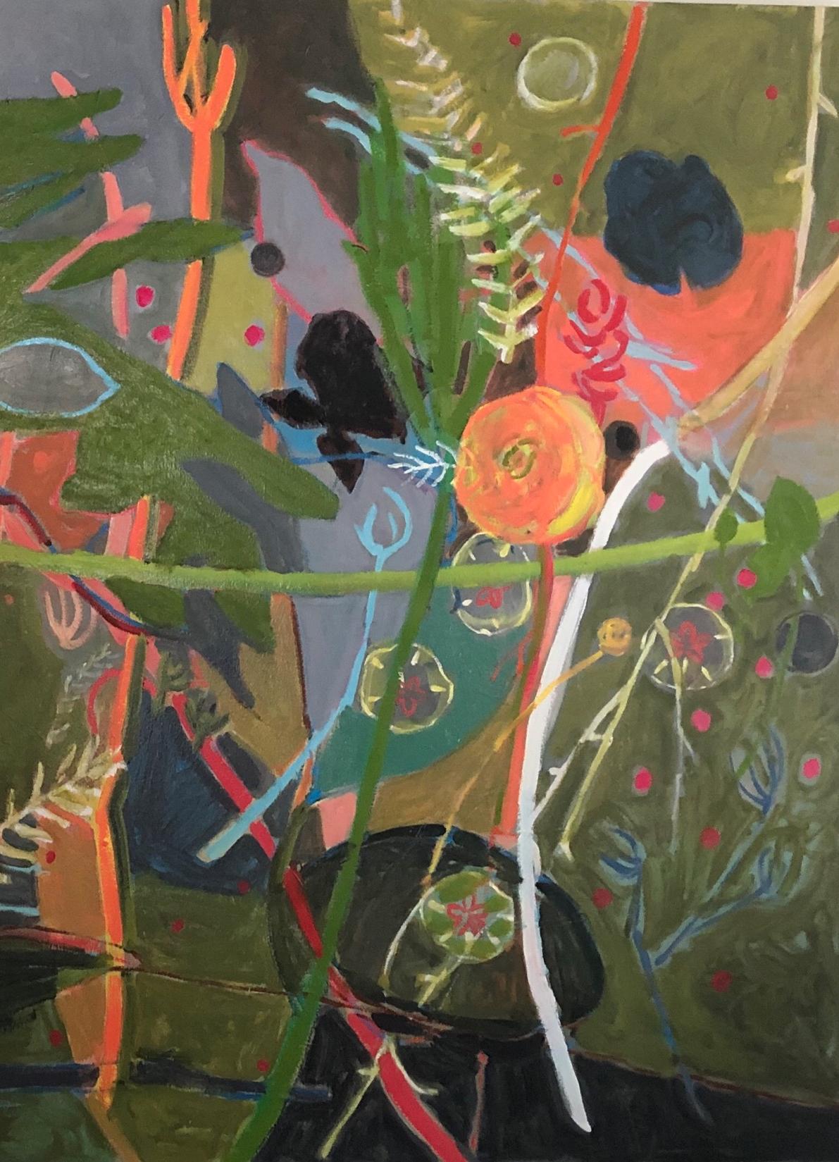  Expressionnisme abstrait de Glen Rose,  Huile sur toile, Artistics TX  Couleurs florales - Impressionnisme américain Painting par Charlotte Seifert
