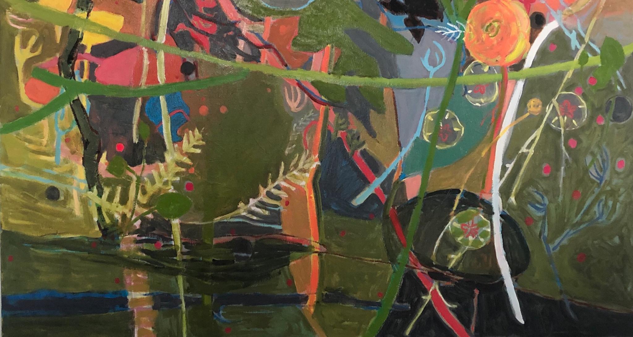  Expressionnisme abstrait de Glen Rose,  Huile sur toile, Artistics TX  Couleurs florales - Marron Landscape Painting par Charlotte Seifert