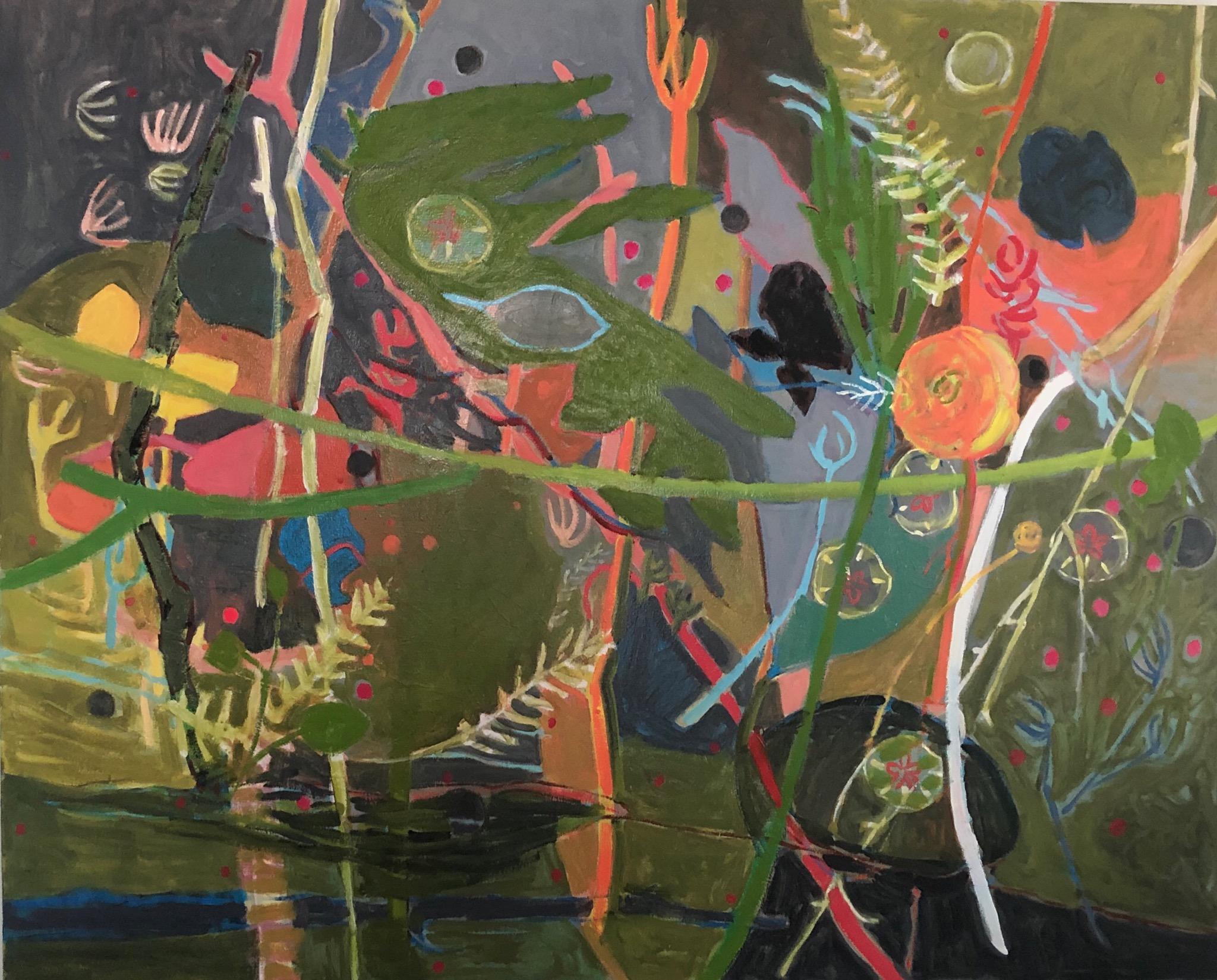  Abstrakter Expressionismus von Glen Rose,  Öl auf Leinwand, TX Künstler  Florale Farben