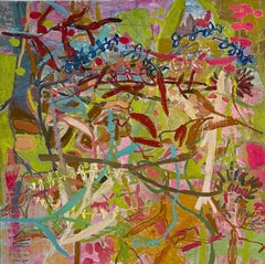 Monet's Garden, Abstract Landscape, 48x48, Colors, Panel, Women in Arts, Paris