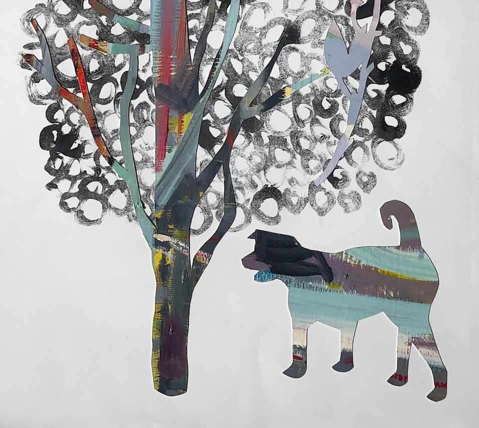 Roaming Around è una Monotype con  Il collage e i colori vivaci e brillanti mettono in risalto quest'opera d'arte figurativa astratta. Si tratta di una nuova serie di monotipi/collage di  Charlotte Seifert, che ha iniziato a lavorare nel 2021. Si
