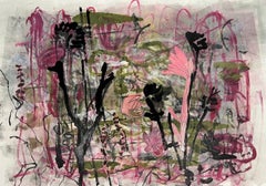 Jardín de las Tullerías, Monotipo y Collage,  31 x 44, Enmarcado, Francia