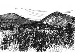 Santa Fe Mountains (NM)  Etching on River BFK paper 1 of 5 Framed 10" x 16" 