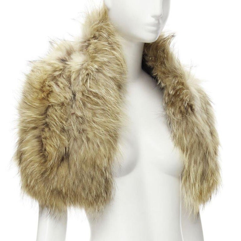 CHARLOTTE SIMONE 100% fur brown asymmetric silk lined collar cuff