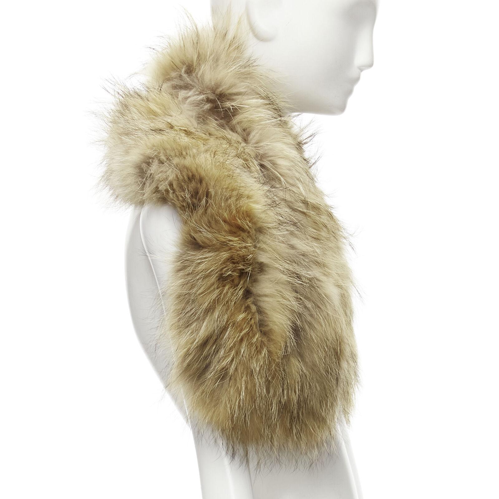 Beige CHARLOTTE SIMONE 100% fur brown asymmetric silk lined collar cuff scarf