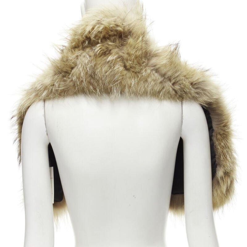 CHARLOTTE SIMONE 100% fur brown asymmetric silk lined collar cuff scarf In Excellent Condition For Sale In Hong Kong, NT