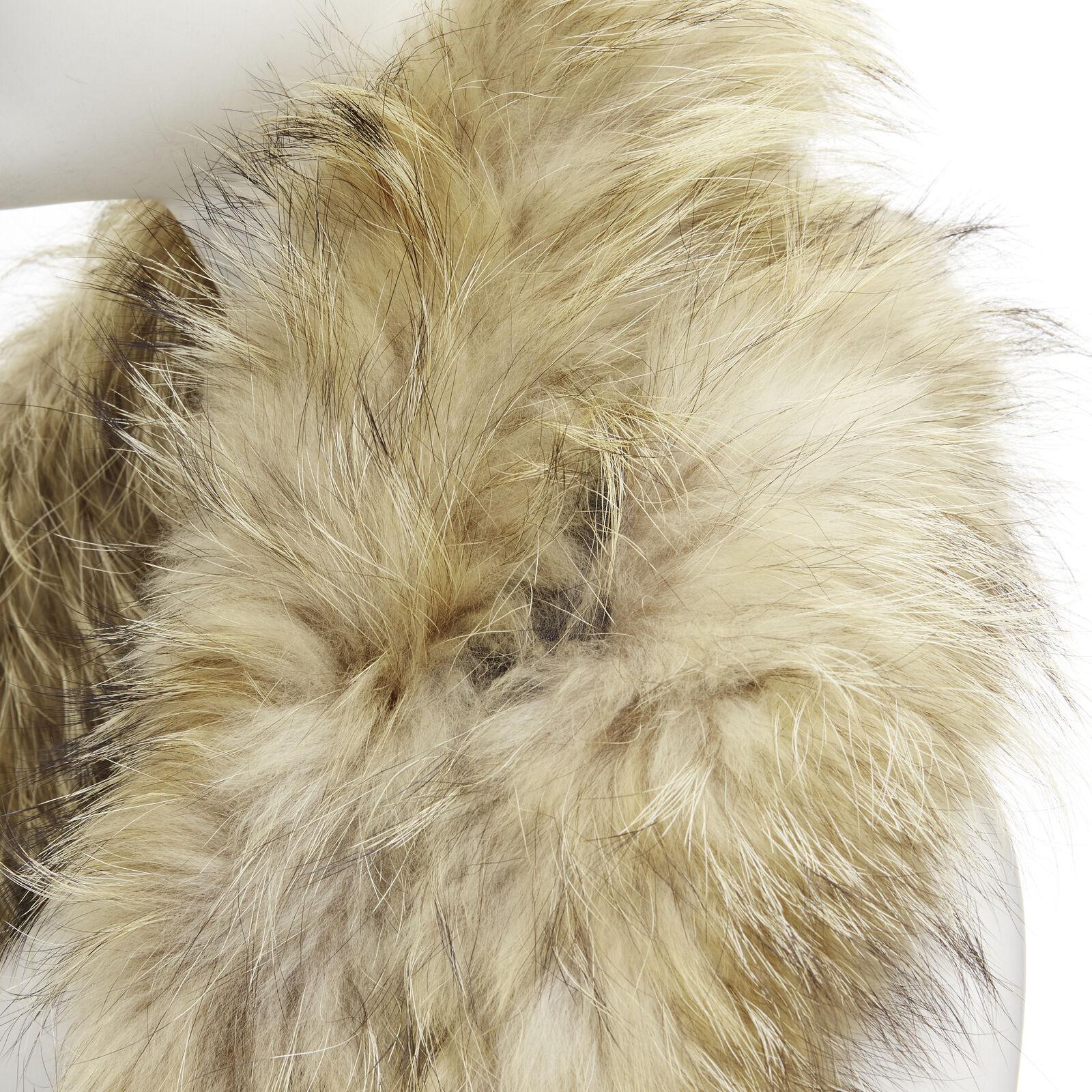 CHARLOTTE SIMONE 100% fur brown asymmetric silk lined collar cuff scarf For Sale 1