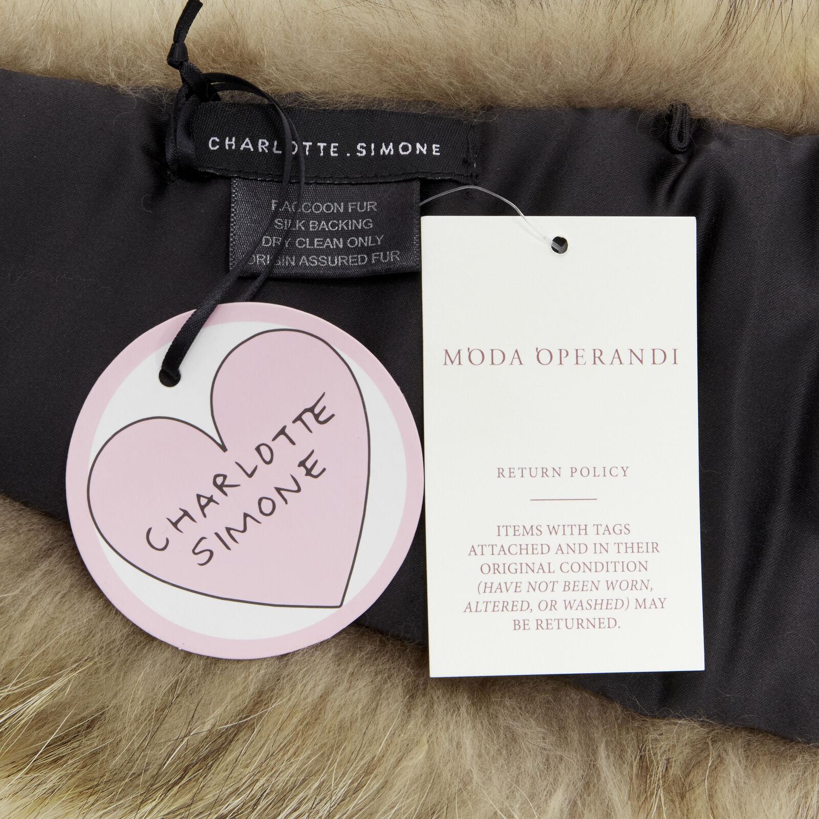 CHARLOTTE SIMONE 100% fur brown asymmetric silk lined collar cuff scarf For Sale 3