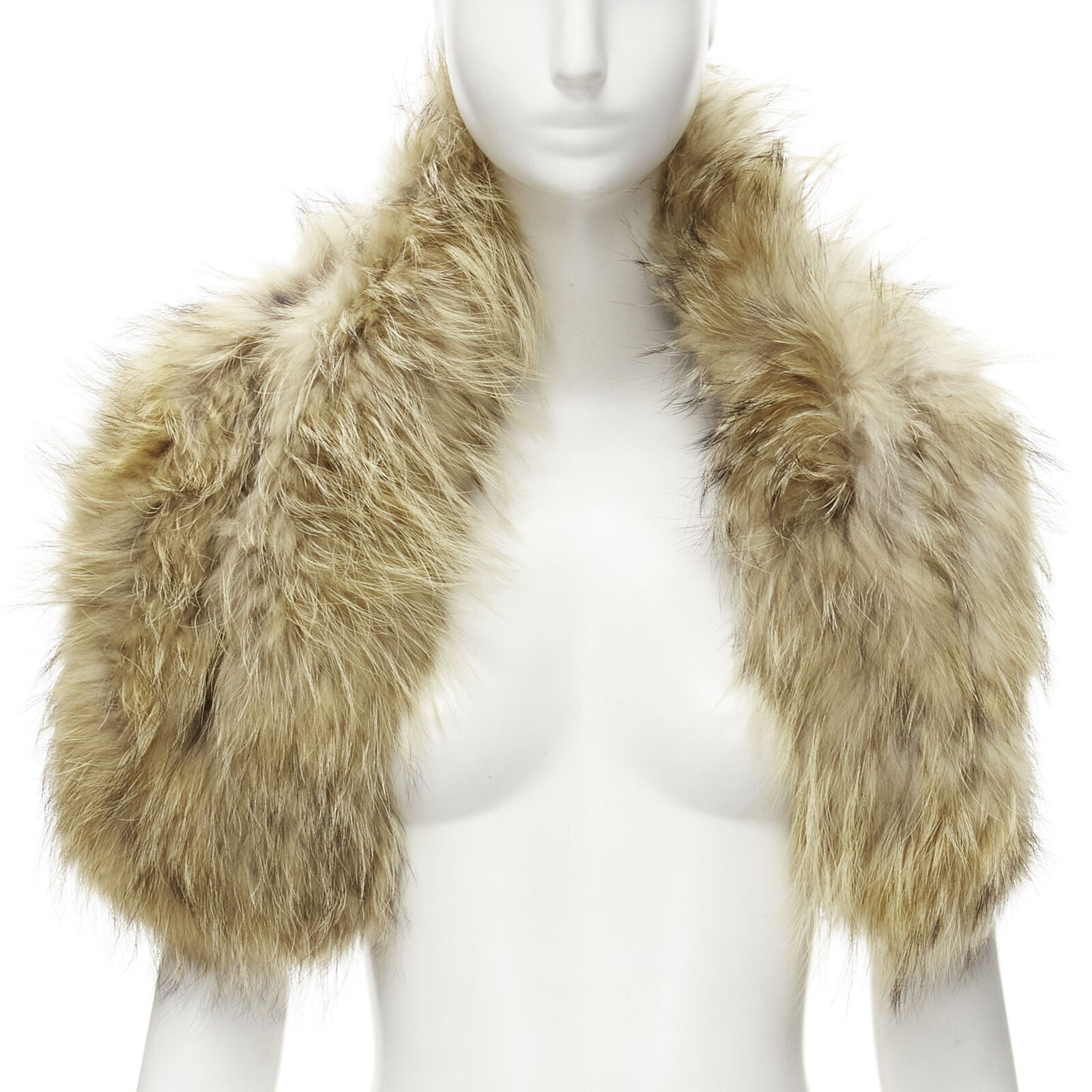 CHARLOTTE SIMONE 100% fur brown asymmetric silk lined collar cuff scarf For Sale