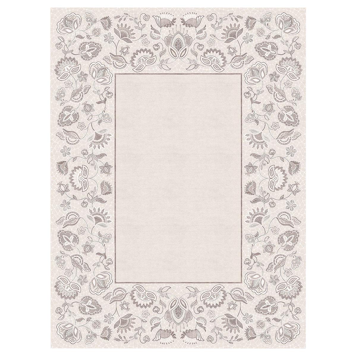 Modern classics Beige Rug Hand Knotted Wool Silk - Charlotte Terrestre  For Sale