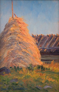 Antique Haystack by Swedish Female Artist Charlotte Wahlström. Compare with Claude Monet