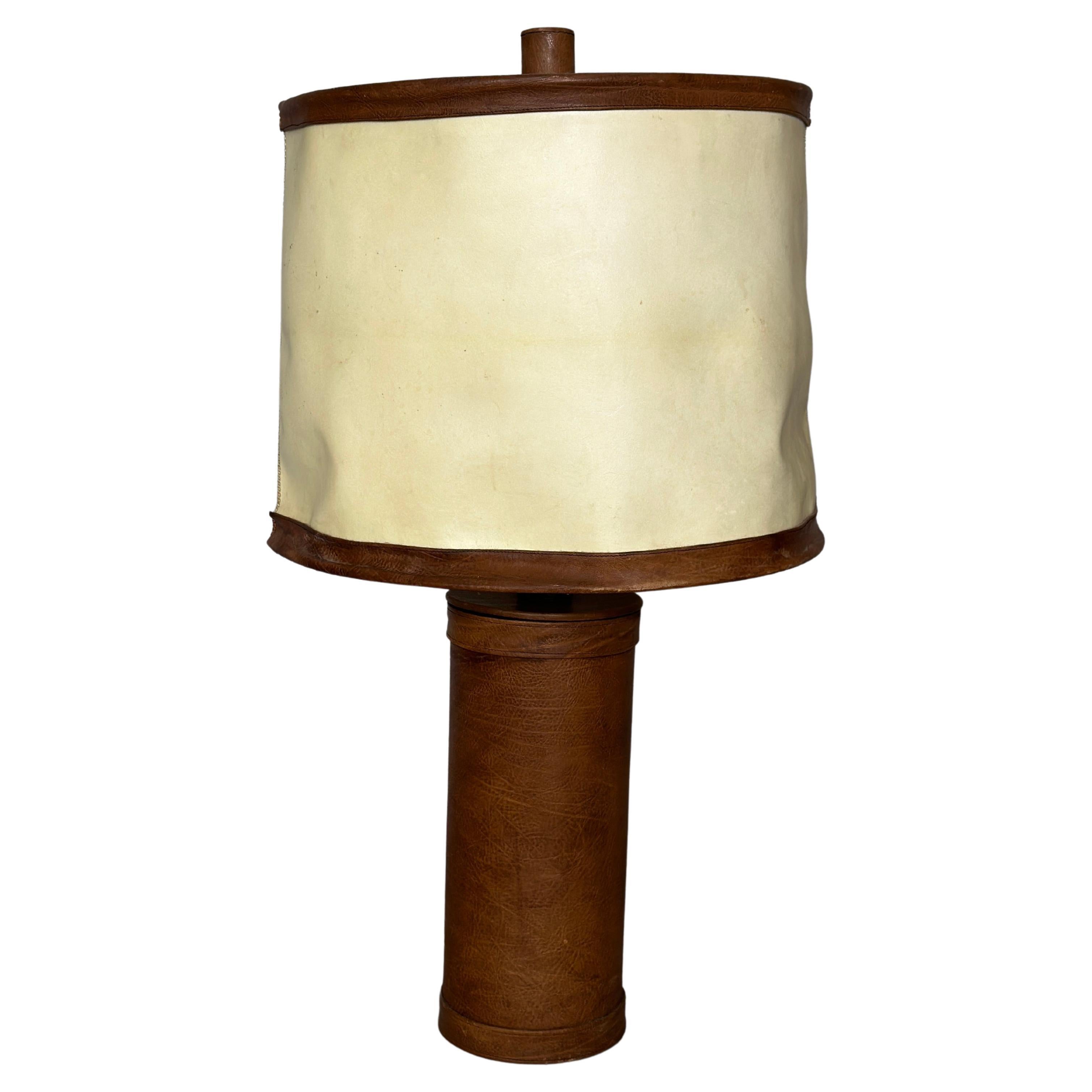 Charlotte Wawer Leather Table Lamp, 1940s For Sale