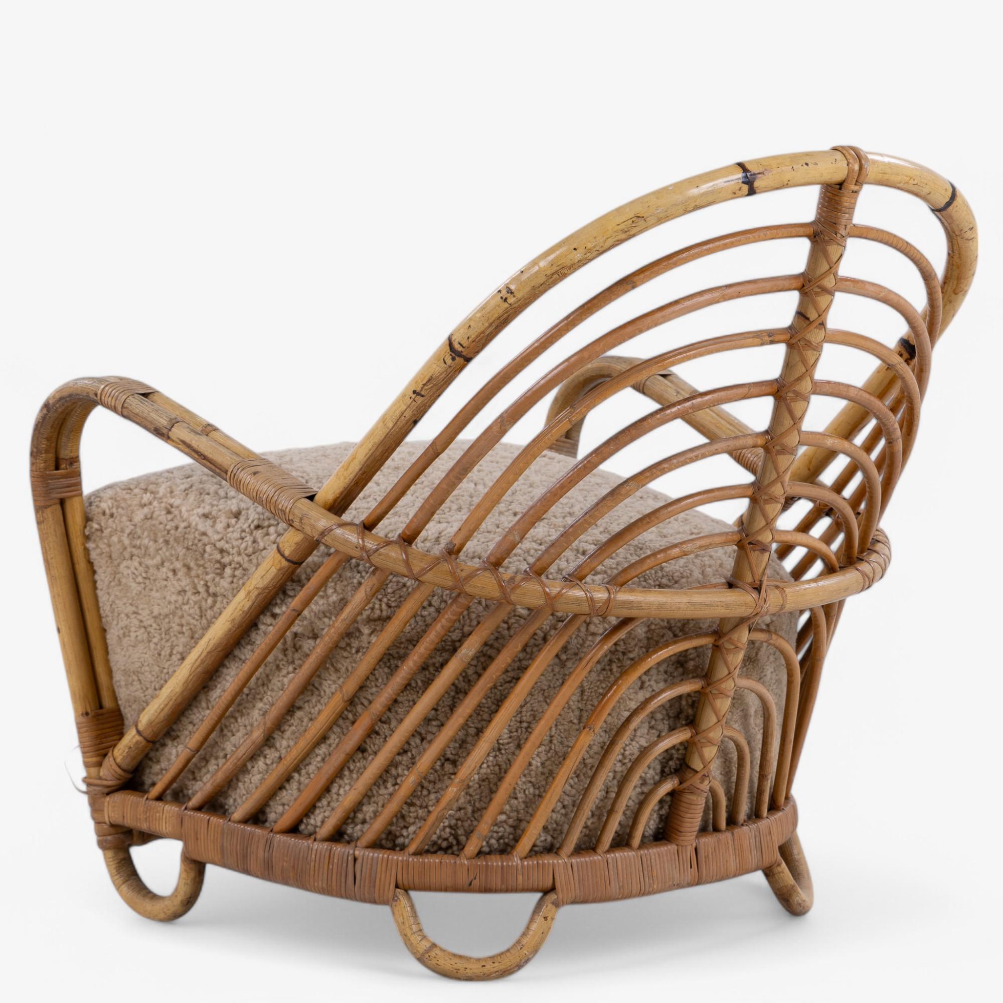 Danish Charlottenborg lounge chair in bamboo by Arne Jacobsen