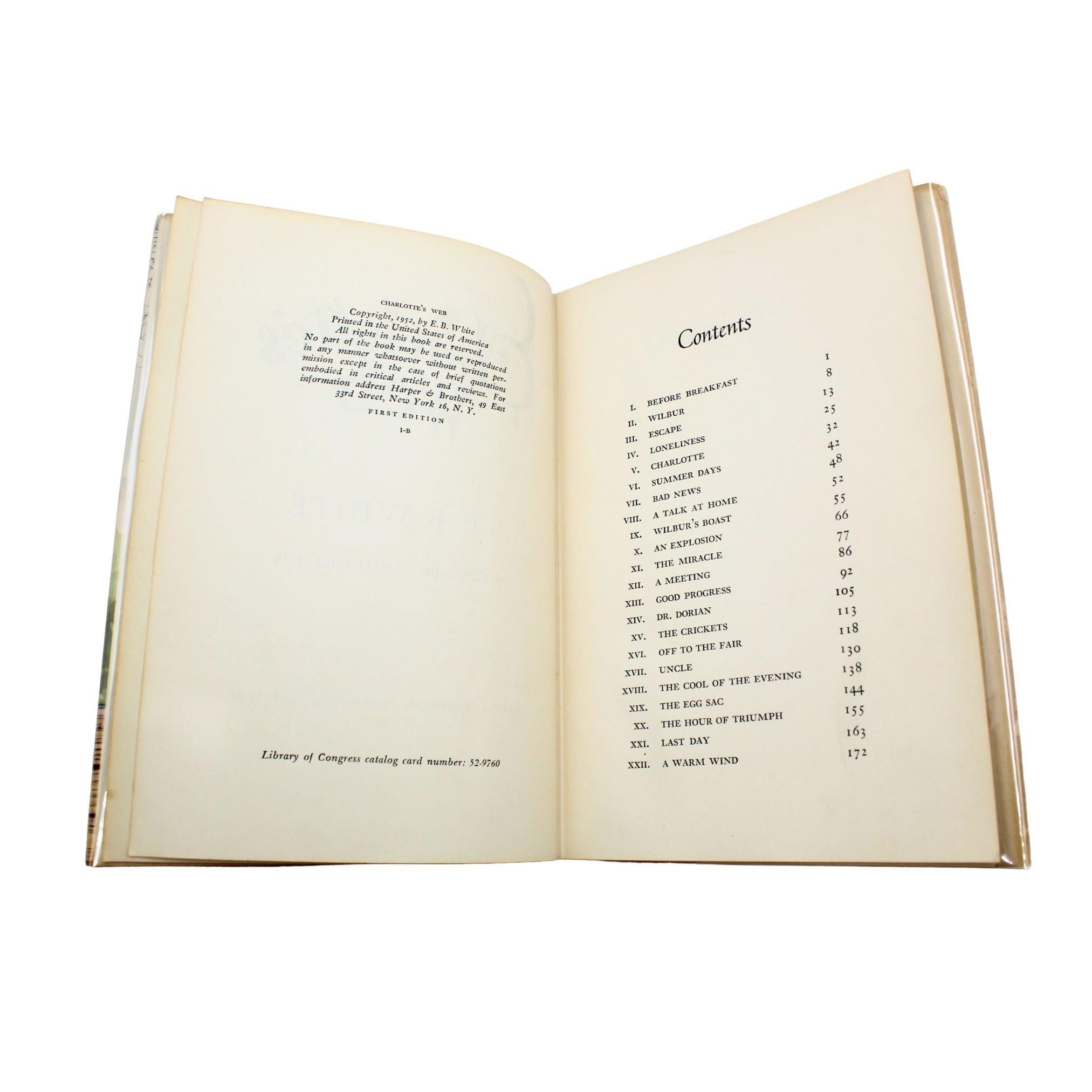 Web de Charlotte par E.B. Whiting, première édition, première impression, DJ s Originals, 1952 en vente 2