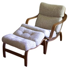 Chaise longue et pouf Charlton Bentwood mi-siècle moderne
