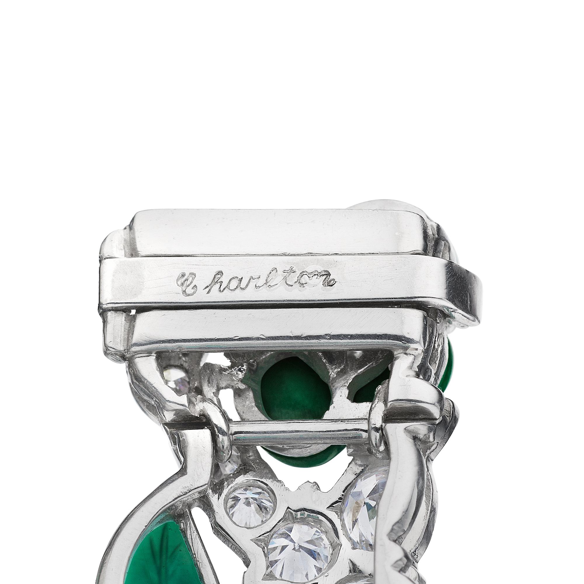 Charlton New York Bracelet Art déco en platine, saphir, diamant, lapis et calcédoine Excellent état - En vente à Greenwich, CT