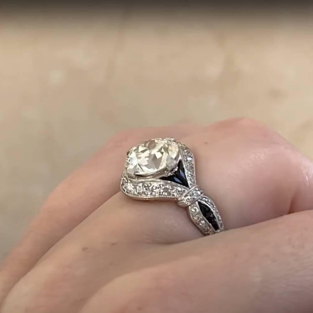 Anillo Charlton de diamantes talla europea antigua (aprox. 2,10 quilates) y ónice, platino Corte europeo antiguo en venta