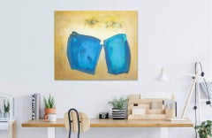 Blue and Beige Gestural Abstract