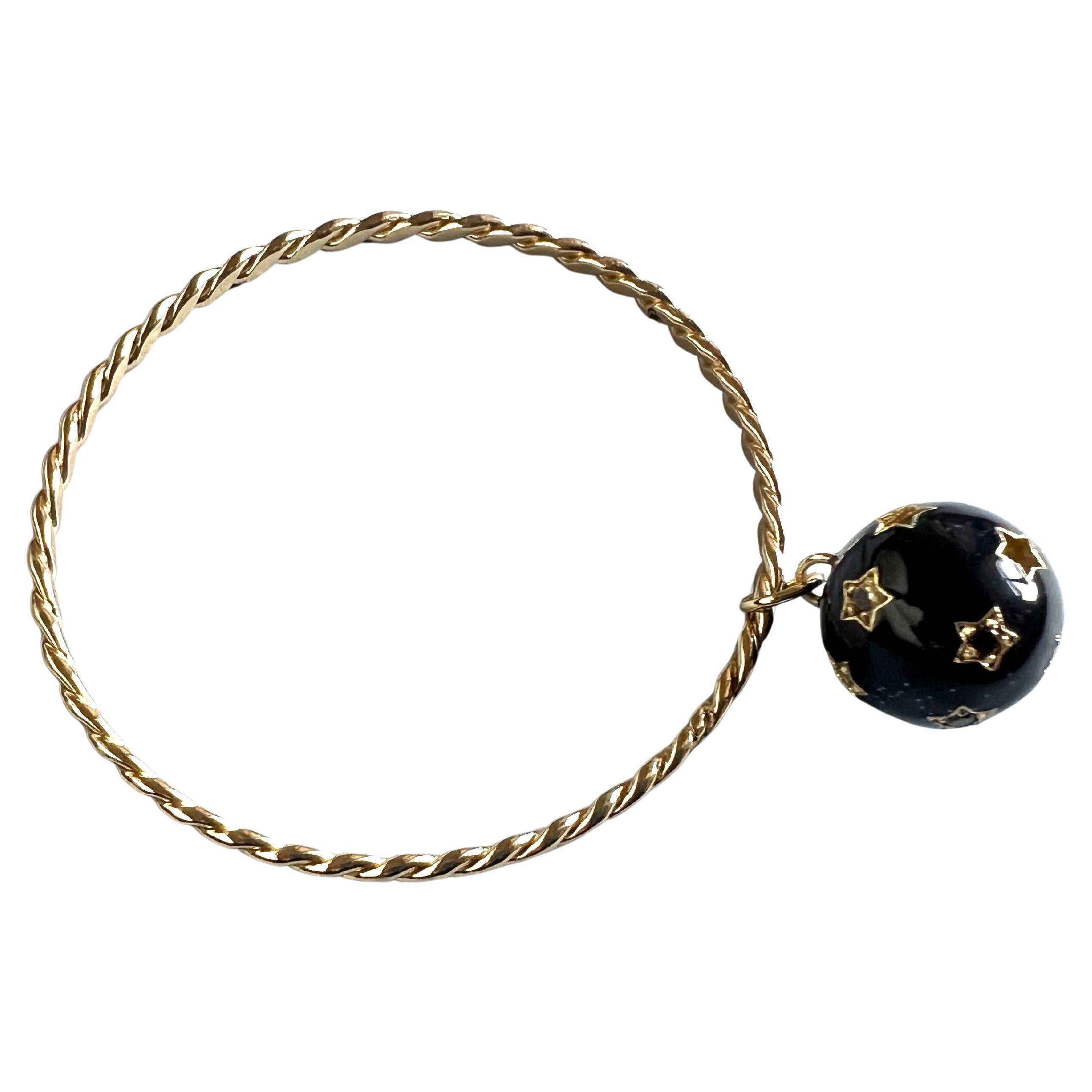 Contemporaneo Charm Bangle Diamond Star Ball Smalto Stile Vittoriano in vendita