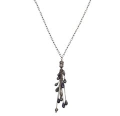 Charm Black Crystal Tassel Necklace